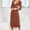 Justina Dress - Chocolate -Reverse Sale Store 26696