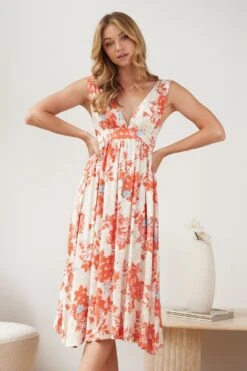 Aeva Dress - Orange Floral