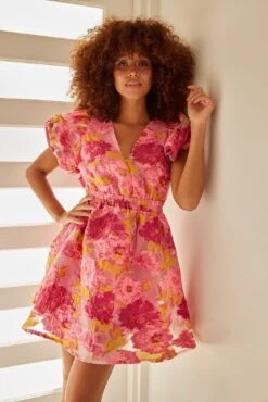 Alaika Dress - Pink Floral -Reverse Sale Store Alaika Dress Pink Floral Dresses womens dresses womens clothing 3