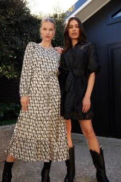 Althea Dress - Black Print -Reverse Sale Store Althea Dress Black Print Dresses womens dresses womens clothing 3