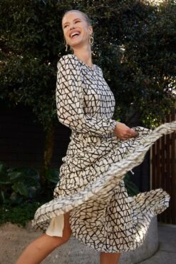 Althea Dress - Black Print -Reverse Sale Store Althea Dress Black Print Dresses womens dresses womens clothing 5