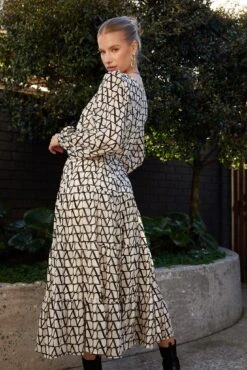 Althea Dress - Black Print -Reverse Sale Store Althea Dress Black Print Dresses womens dresses womens clothing 6