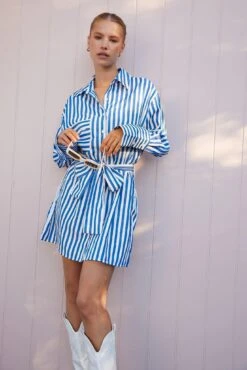 Azira Dress - Blue Stripe