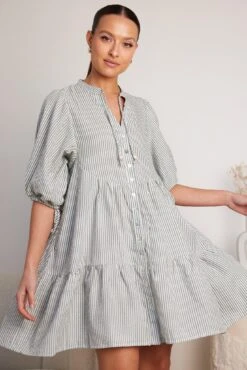 Bibiane Dress - Green Stripe