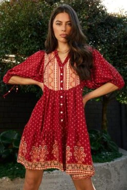 Bibiane Dress - Red Print