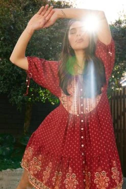 Bibiane Dress - Red Print -Reverse Sale Store Bibiane Dress Red Print Dresses womens dresses womens clothing 5