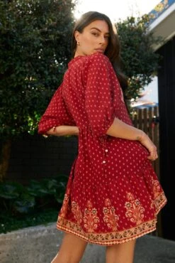 Bibiane Dress - Red Print -Reverse Sale Store Bibiane Dress Red Print Dresses womens dresses womens clothing 6