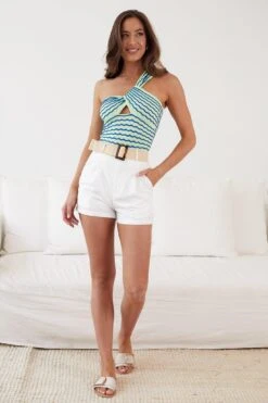 Brialee Knit Top - Blue Print -Reverse Sale Store Brialee Knit Top Blue Print Tops womens clothing 4