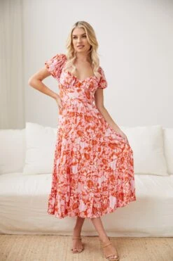 Calisha Dress - Pink Floral -Reverse Sale Store Calisha Dress Pink Floral Dresses womens dresses womens clothing 4