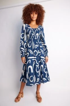 Caprice Dress - Navy Print
