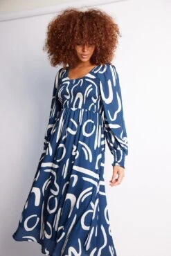 Caprice Dress - Navy Print -Reverse Sale Store Caprice Dress Navy Print Dresses womens dresses womens clothing 3