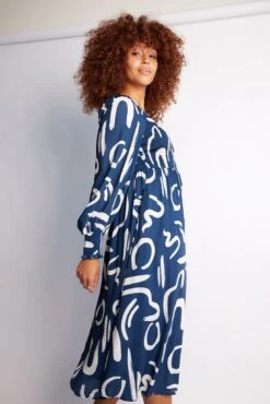 Caprice Dress - Navy Print -Reverse Sale Store Caprice Dress Navy Print Dresses womens dresses womens clothing 4