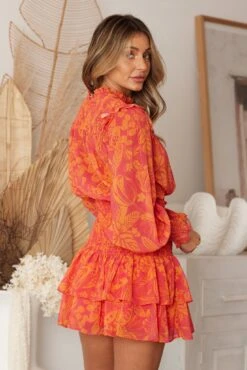 Claressa Dress - Orange Print -Reverse Sale Store Claressa Dress Orange Print Dresses womens dresses womens clothing 5