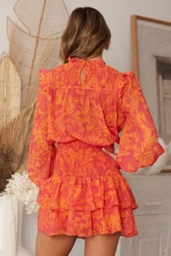 Claressa Dress - Orange Print -Reverse Sale Store Claressa Dress Orange Print Dresses womens dresses womens clothing 6
