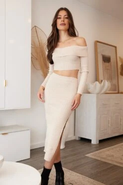 Clydette Knit Skirt - Camel -Reverse Sale Store ClydetteKnitSkirt CamelWKN579 S4177