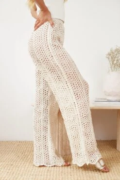 Daryllyn Crochet Pants - Beige -Reverse Sale Store Daryllyn Crochet Pants Beige Pants womens clothing 5