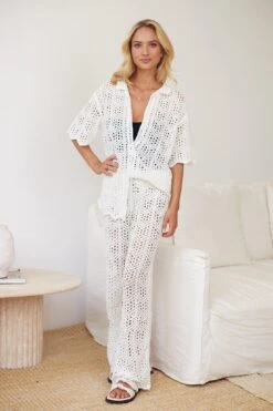 Daryllyn Crochet Pants - White