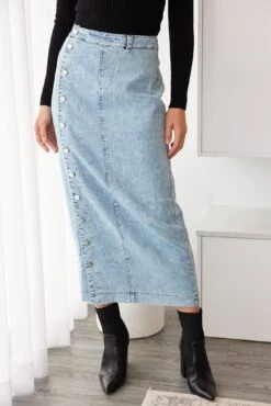 Deven Skirt - Blue Denim -Reverse Sale Store DevenSkirt BlueDenimSN0191B4243