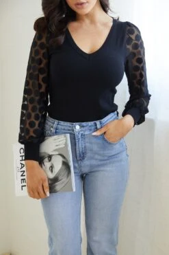 Elaia Knit Top - Black -Reverse Sale Store Elaia Top Black Tops womens clothing 4