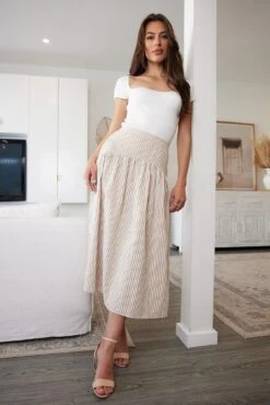 Elian Skirt - Beige Stripe