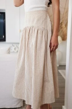 Elian Skirt - Beige Stripe -Reverse Sale Store Elian Skirt Beige Stripe Skirts womens clothing 6