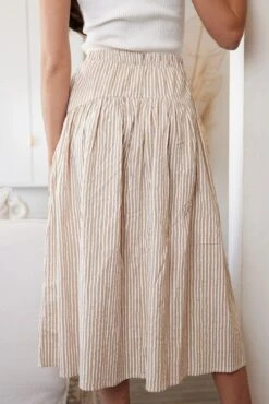 Elian Skirt - Beige Stripe -Reverse Sale Store Elian Skirt Beige Stripe Skirts womens clothing 7
