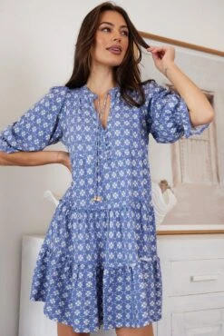 Esperanza Dress - Blue Print