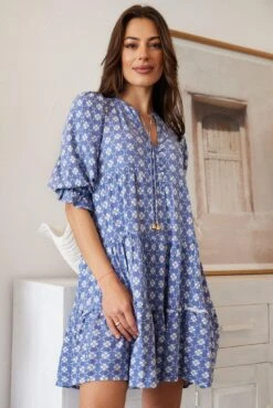 Esperanza Dress - Blue Print -Reverse Sale Store Esperanza Dress Blue Print Dresses womens dresses womens clothing 3