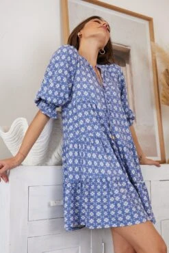 Esperanza Dress - Blue Print -Reverse Sale Store Esperanza Dress Blue Print Dresses womens dresses womens clothing 5