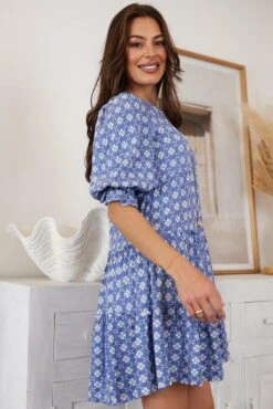 Esperanza Dress - Blue Print -Reverse Sale Store Esperanza Dress Blue Print Dresses womens dresses womens clothing 7