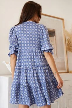 Esperanza Dress - Blue Print -Reverse Sale Store Esperanza Dress Blue Print Dresses womens dresses womens clothing 8