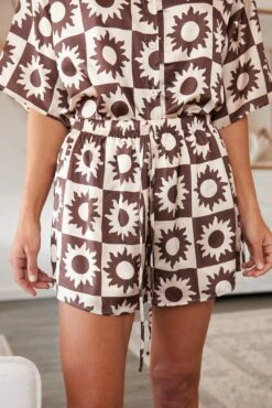Everleigh Shorts - Brown Print