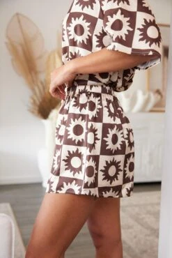 Everleigh Shorts - Brown Print -Reverse Sale Store Everleigh Shorts Brown Print Shorts womens clothing 4