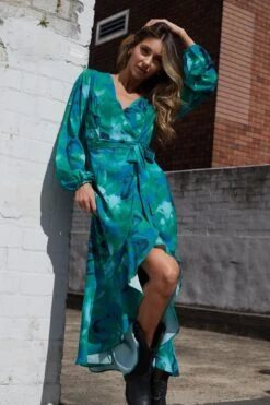 Evy Dress - Green Floral -Reverse Sale Store Evy Dress Green Floral Dresses womens dresses womens clothing 4