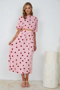 Feza Skirt - Pink Spot 16 Feza Skirt - Pink Spot -Reverse Sale Store Feza Skirt Pink Spot Skirts womens clothing 22