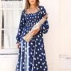 Gregoria Dress - Navy Spot -Reverse Sale Store Gregoria Dress Navy Spot Dresses womens dresses womens clothing