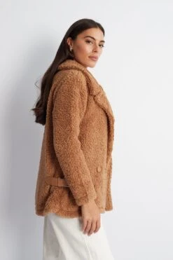 Grizelda Teddy Jacket - Tan -Reverse Sale Store Grizelda Teddy Jacket Tan Jackets womens clothing 5