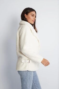 Grizelda Teddy Jacket - White -Reverse Sale Store Grizelda Teddy Jacket White Jackets womens clothing 5