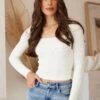Hazeline Knit Top - White 1 Hazeline Knit Top - White -Reverse Sale Store Hazeline Knit Top White Tops womens clothing