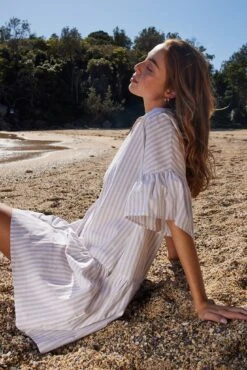 Hazelle Dress - Beige Stripe 15 Hazelle Dress - Beige Stripe -Reverse Sale Store Hazelle Dress Beige Stripe Dresses womens dresses womens clothing 6