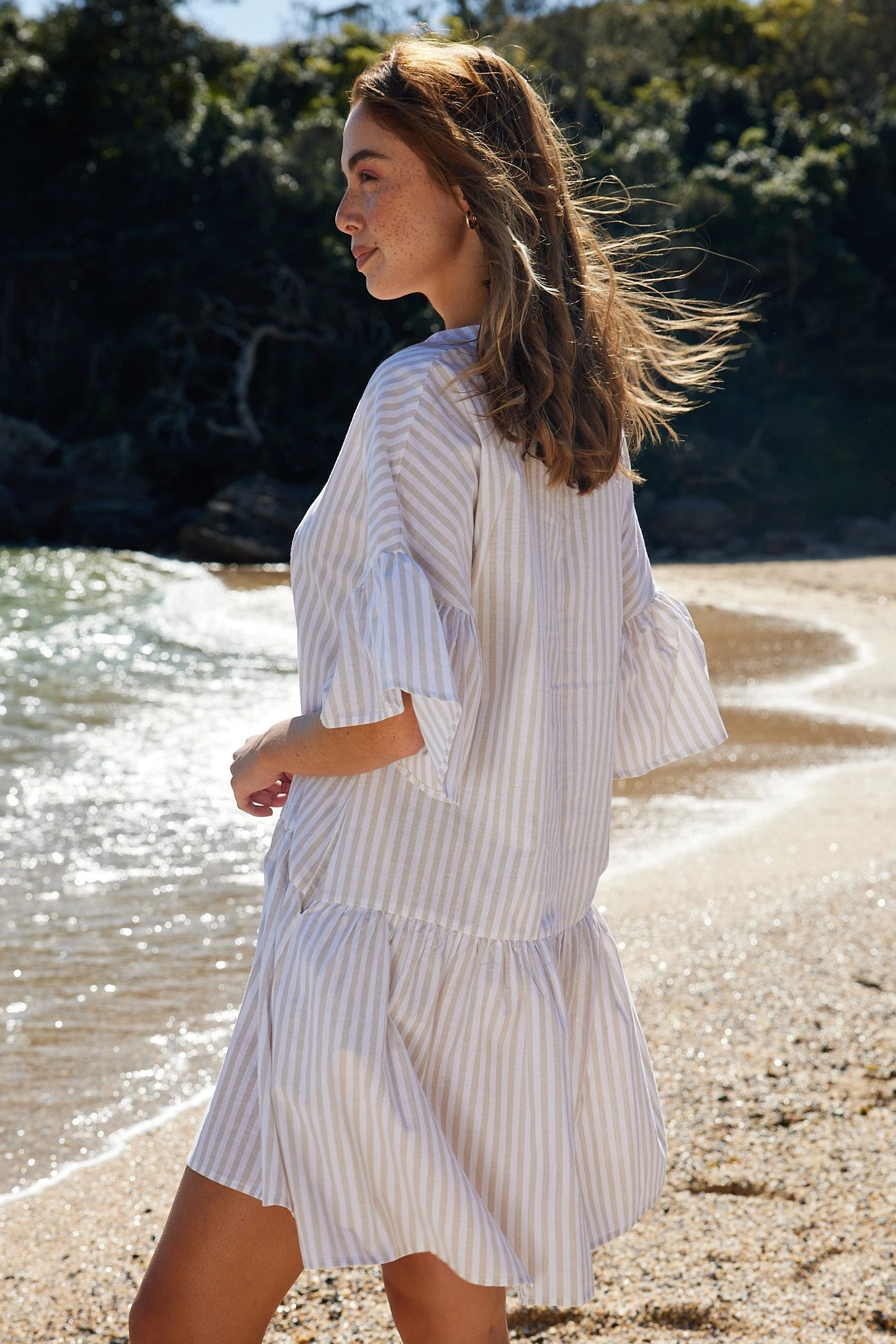 Hazelle Dress - Beige Stripe 9 Hazelle Dress - Beige Stripe - Image 7