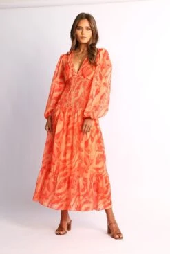 Jyra Dress - Orange Print -Reverse Sale Store Jyra Dress Orange Print Dresses womens dresses womens clothing 3