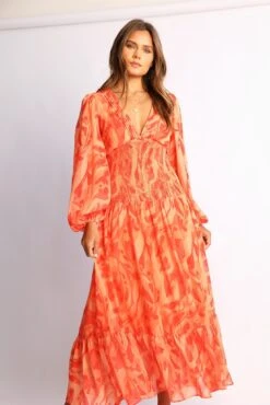 Jyra Dress - Orange Print -Reverse Sale Store Jyra Dress Orange Print Dresses womens dresses womens clothing 4