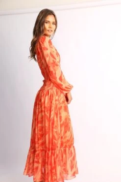 Jyra Dress - Orange Print -Reverse Sale Store Jyra Dress Orange Print Dresses womens dresses womens clothing 5