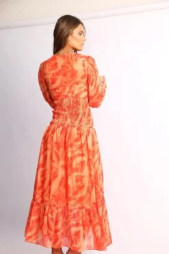 Jyra Dress - Orange Print -Reverse Sale Store Jyra Dress Orange Print Dresses womens dresses womens clothing 6