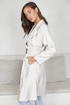 Kamarah Trench Coat - Cream -Reverse Sale Store KamarahTrenchCoat CreamC2141 4