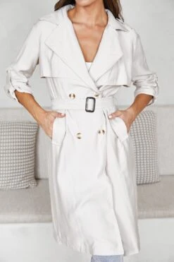 Kamarah Trench Coat - Cream -Reverse Sale Store KamarahTrenchCoat CreamC2141 7