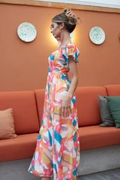 Khelani Dress - Orange Print 10 Khelani Dress - Orange Print -Reverse Sale Store Khelani Dress Orange Print Dresses womens dresses womens clothing 4