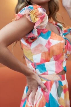 Khelani Dress - Orange Print 11 Khelani Dress - Orange Print -Reverse Sale Store Khelani Dress Orange Print Dresses womens dresses womens clothing 5