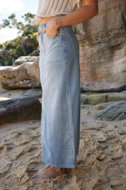 Larice Skirt - Blue Denim -Reverse Sale Store Larice Skirt Blue Denim Skirts womens clothing 4